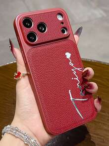 Ốp lưng điện thoại giả da cao cấp, in tên 3D theo yêu cầu, họa tiết vải thiều, tương thích với iPhone 17 Pro Max, 17 Pro, 17, 16 Pro Max, 16 Pro, 16, 15, 14, 13 Pro Max, bảo vệ mặt kính. - Màu Đỏ Sâu - Xem 3