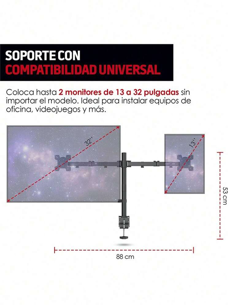 Redlemon Dual Monitor Stand For 13" To 32" Monitors With Adjustable Desktop Base And 360° Rotation - 查看 6