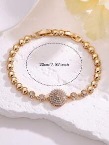 1件装女士手链，闪亮优雅的花朵镶嵌合成锆石手链，时尚高端设计，百搭饰品，适合女士日常佩戴和馈赠。 - [更好品質]-手鍊 - 查看 6