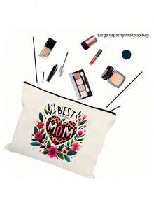 Borsa per cosmetici con motivo "Best Mom Ever", leggera, organizer per cosmetici e articoli da toeletta, borsa cosmetica con cerniera, portamonete leggero, borsa da toilette, borsa per riporre oggetti, accessorio da viaggio, perfetto per lo shopping, uso versatile, adatto per donne, perfetto per matrimoni, gite in spiaggia o viaggi casual, per organizzare il trucco, regalo per la Festa della Mamma - Multicolore - Visualizzare 14