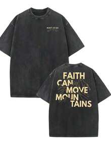 Nuevas camisetas de moda para hombre de primavera y verano, con estampado de letras "Belief Can Move Mountains", camisetas lavadas de alta calidad, camisetas modernas y versátiles, ropa de exterior para hombre. - Gris - Ver 10