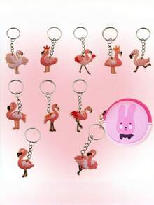 10pcs Cute Durable Pink Flamingo Keychains, Creative Fashion Acrylic Pendant Keychains, Suitable For Daily Carry, Car Keys, Wallets, Backpacks, Office, Travel Enthusiasts, Home Organization, Party Gifts Gifts For Mother, Father, Graduation, And Teacher - Multicolor - View 5