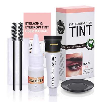 Kit de tinte de cejas permanente DIY, kit de tinte de cejas a prueba de agua de larga duración con pincel, tinte de cejas de henna profesional, tinte de cejas a prueba de agua, suministros para uso en el hogar