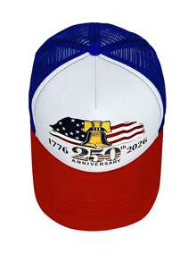 1顶男女通用美国国旗印花网眼帽，休闲百搭，适合美国独立日250周年庆典，街头嘻哈风格遮阳帽 - A - 查看 12