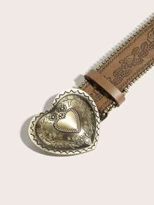 1条波西米亚风心形串珠棕色腰带，镶嵌式女士腰带，西式印花卡其色腰带，适合搭配裤子、裙子、外套，适合日常穿着、派对、音乐节等场合。 - 咖色 - 查看 4