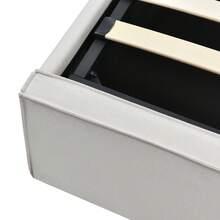 Hydraulic Double Upholstered Bed 140x200cm, Bed With Slatted Base Made Of Metal Frame, Modern Bed Frame With Storage Space, Cotton, Light Grey (With Mattress) - Light Gray + Cotton - View 11