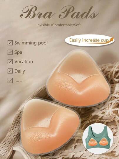 1 Pair Triangle Bikini Top With Removable Silicone Pads - Enhances Bust Shape, Suitable For Small Bust Women - Cute Style, Invisible Style, Suitable For Wedding Dress/Formal Dress, Cold-Shoulder, Backless, Spaghetti Strap Dress, Bodycon Dress, Sheer Blouse, Camisole, Bridal Shower, Travel, Party, Cocktail Dress, Wedding/Prom