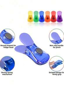 12pcs Colorful Magnetic Food Chip Clips - Airtight Seal Clips For Snacks, Spices, Fridge Magnets, Personalized Sealing Clips, Photo Magnets, Household Items, Kitchen Decor, Suitable For Home Kitchen Storage, Mini Family Set, Mother's Day Gift, Best Gift For Family And Friends (Random Color) - Multicolor - View 8