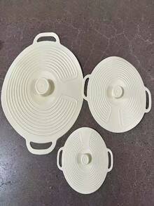 3件套硅胶盖，双提手吸盘密封 - 耐热，适用于微波炉和炉灶，可重复使用，适用于碗、盘子、平底锅、杯子 - 可用洗碗机清洗（请参阅使用说明） - 不粘锅盖，适用于锅盖和煎锅，透明盖 - 彩色 - 查看 8