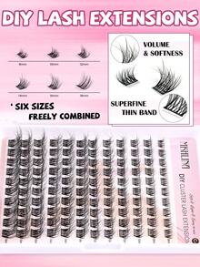At Home DIY Lash Extensions, 8-18mm Mix Length Cc Curl Wispy Cluster Lashes, Soft Reusable Individual False Eyelashes For Natural/Fluffy Eye Makeup - CC - View 5
