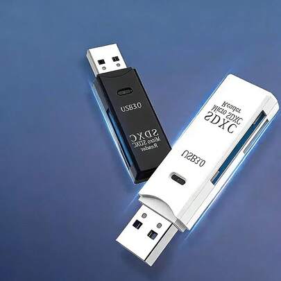 1 USB 3.0 2-In-1 Card Reader For SD/TF Cards- High Speed Memory Card Adapter (Compact & Portable)