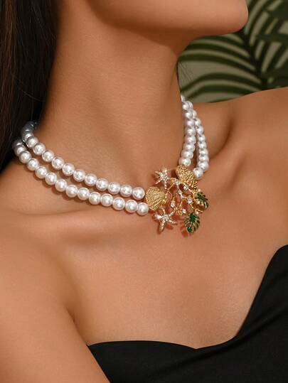 1件新款波西米亚风仿珍珠流苏，DIY绳编花盆，串珠蝴蝶结吊坠，树脂水滴，豹纹心形，特别适合搭配连衣裙、吊带裙，性感节日派对礼物