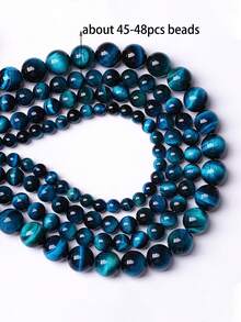 1 hebra de cuentas de ojo de tigre azul de 4 6 8 10 mm, estilo bohemio, piedras preciosas naturales, espaciadores de cuentas sueltas para hacer joyas, pulseras y accesorios DIY para niñas - Azul - Ver 15