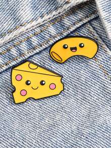 1/2个可爱黄色软奶酪胸针，俏皮弯曲的逼真奶酪造型，清新百搭，可别在毛衣、外套、背包、鞋子上。 - 彩色 - 查看 3