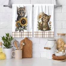 2/4/6pcs Set, Dish Towels, Cute Cat Print Soft Microfiber Absorbent Cloths, Modern Kitchen Towels, Cooking & Baking Tea Towels, Dish Cloths, Cleaning Rags, Hand Towels, Highly Absorbent, Kitchen Decor, Gifts For Neighbors, Mothers, Birthdays, Housewarming For Friends, Kitchen Essentials, Daily Necessities - Multicolor - View 7
