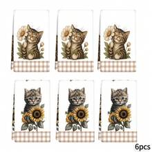 2/4/6pcs Set, Dish Towels, Cute Cat Print Soft Microfiber Absorbent Cloths, Modern Kitchen Towels, Cooking & Baking Tea Towels, Dish Cloths, Cleaning Rags, Hand Towels, Highly Absorbent, Kitchen Decor, Gifts For Neighbors, Mothers, Birthdays, Housewarming For Friends, Kitchen Essentials, Daily Necessities - Multicolor - View 15