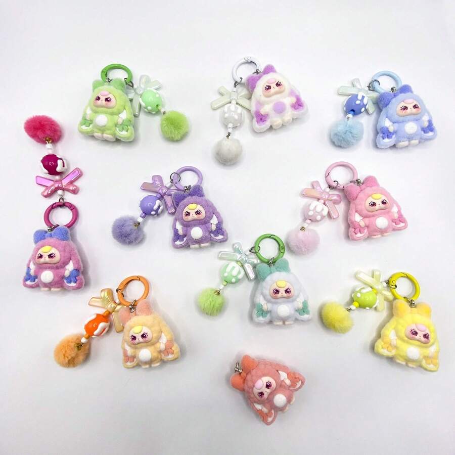 1 pièce Porte-clés poupée en peluche mignonne, porte-clés sphérique de style dessin animé avec un design mignon, pendentif pour sac de fille, accessoire à la mode, porte-clés de voiture rose, accessoires, statue douce et mignonne, le meilleur cadeau pour une amie, style personnalisé avec un charme féminin fort, cadeau d'anniversaire, cadeau de couple, pour la collection, l'affichage et le stockage, un souvenir indispensable. - Multicolore - Voir 1