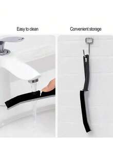 1个硬毛缝隙清洁刷，多用途缝隙清洁刷，适用于洗衣、浴室、厨房、瓷砖缝隙、窗槽等家居清洁 - 合金黑色手柄 - 查看 11