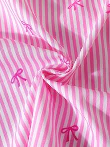 Conjunto de top sin mangas con corbata de lazo a rayas y estilo casual para niñas, para verano - Multicolor - Ver 7