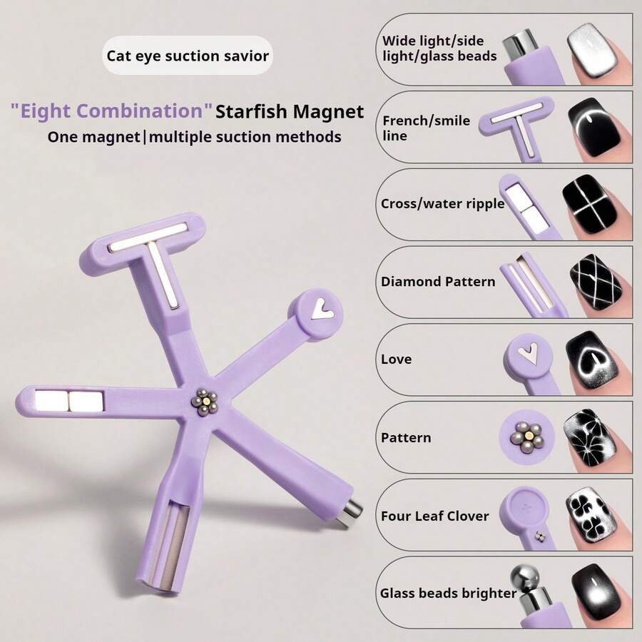 BAOSHIMAN 8-In-1 Nail Art Cat Eye Magnet Fancy Strong Multi-Functional Glass Bead Nail Polish Gel Special Magnet Tool