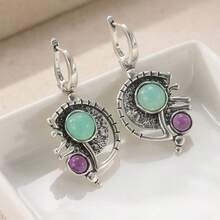 1 Pair Vintage Asymmetric Pendant Earrings, Unique Jewelry Accessory Suitable For All Occasions, A Perfect Gift For Her - Multicolor - View 8