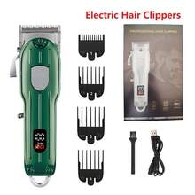 专业电动理发器，按钮式设计，沙龙级，高功率，带剃须刀头修剪器，1200mAh - 綠色 - 查看 7