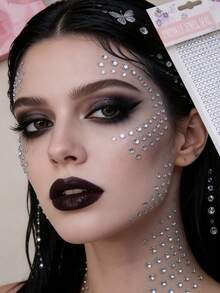 1 st 3 mm akryl strassklistermärke, färgglada runda ansiktsjuvelklistermärken, DIY diamantklistermärken för hår, konsertlook, ansiktsjuveler - Vitt - Visa 6