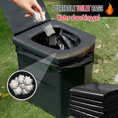 100pcs Water-Soluble Gel Toilet Liners With Extra Large Trash Bags, Solving The Trouble Of Using The Toilet Outdoors During Hiking, Camping, And Picnics