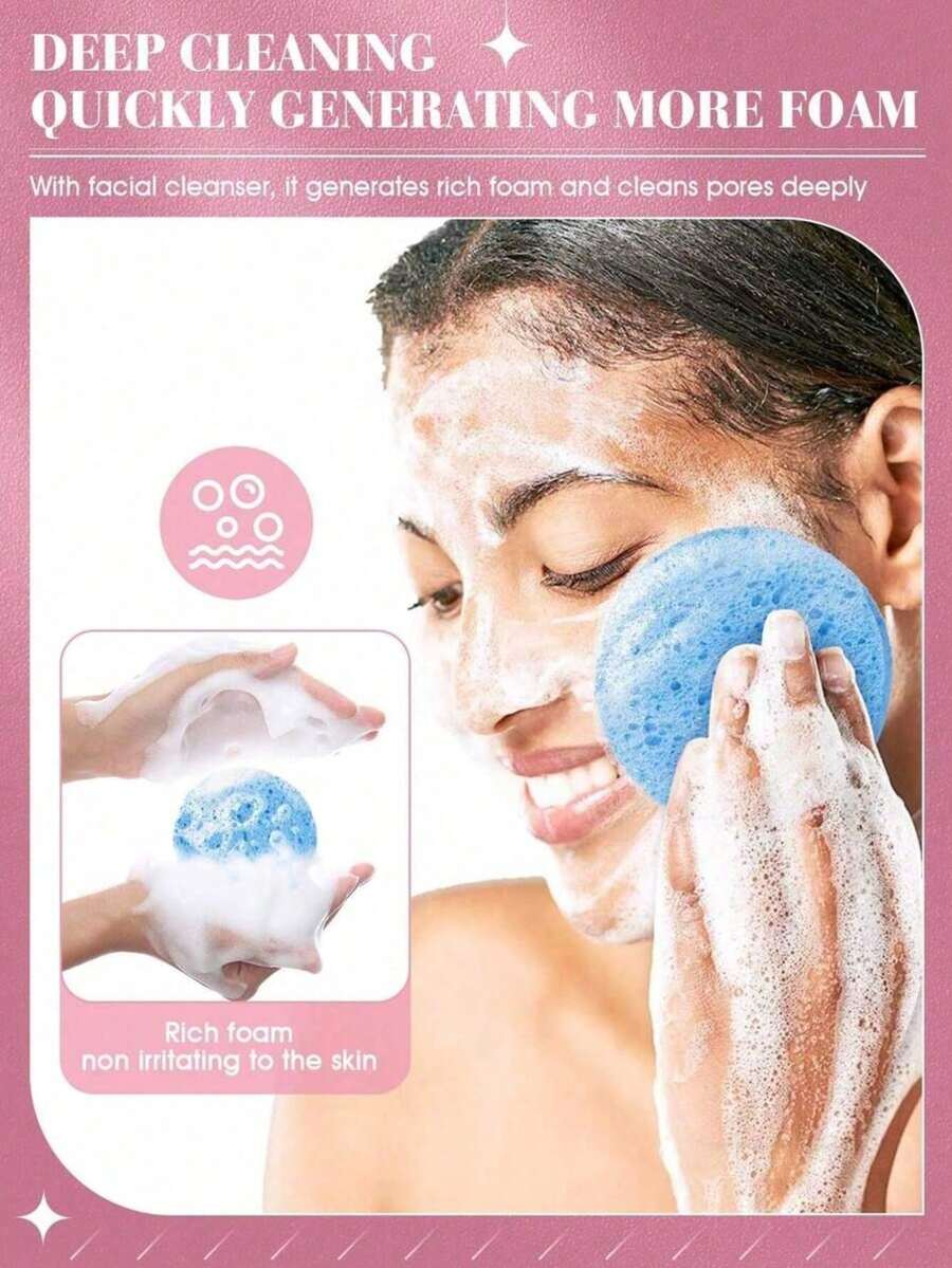 Soft & Skin-Friendly Facial Cleansing Powder Puff, Essential For Daily Use - Multicolor - View 1