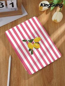 Kingsung Ốp bảo vệ máy tính bảng họa tiết sọc đỏ và chanh, tương thích với iPad 9.7/10.2/10.5/10.9/12.9/Pro 11, thế hệ thứ 10, tương thích với Samsung Galaxy Tab S6 Lite 10.4 inch, tương thích với Kindle Paperwhite thế hệ thứ 12 2024, Kindle thế hệ thứ 11 2022, chống rơi vỡ mềm mại, chân đế thông minh/tự động bật/tắt màn hình. - Nhiều màu - Xem 3
