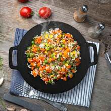 Korean BBQ Grill Nonstick Round Griddle Pan with Bag 12 Inch 6 Layer Coating BBQ Griddle Heavy-Duty Cast Iron Griddles for Stove Top Outdoor Camping Tawa Roti Pan - Negro - Ver 8