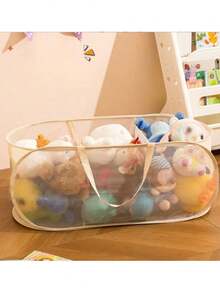 Foldable Mesh Laundry Basket, Breathable Dirty Clothes Storage Basket, Toy & Miscellaneous Items Organizer - Dusty Blue - View 6