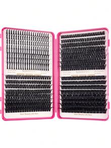 10-16mm D-Curl Flared DIY False Eyelash Clusters, Lengthening & Curling Natural Look, High Density Curl, D-Curl, DIY Lashes, Natural Effect, Thick Long Lashes, Super Soft & Lightweight, Reusable, Includes Makeup Tools, Suitable For Home Or Outdoor Use, Ideal For Weekends, Weddings, Dates, Parties, Music Festivals, Travels, Spring - 彩色 - 查看 6