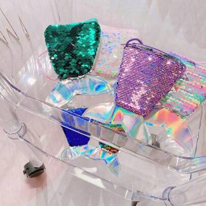 1款可爱、甜美又优雅的亮片美人鱼尾巴斜挎包