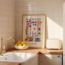 1pc Frameless Chic Hand-Drawn Breakfast Food Illustration Kitchen Art Canvas Poster Print Cute Colorful Decor For Kitchen, Living Room, Dorm Room - Breakfast - View 3