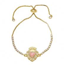 1pc Handmade Heart-Shaped Beaded Adjustable Bracelet - Charm Bracelet - View 5