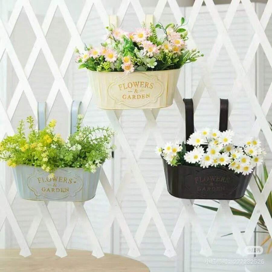 1/2/3/4pcs Vintage Iron Flower Pots, Detachable And Hanging Design, Suitable For Garden, Yard, Balcony, Kitchen, Excellent Choice For Home And Gardening Decor