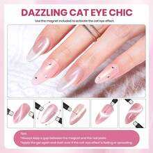 Beetles 20 Colors Cat Eye Gel Nail Polish Set - Glitter Red Green Blue Brown Black, Magnetic Base & Matte Glossy Top Coat, Galaxy Gemlight Soak Off UV Manicure Salon Gift For Women - 20種顏色 Glowy Grace - 查看 6