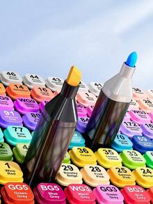 168pcs Marker Pen Set, Student Watercolor Pens, Dual-Tip Oil-Based Markers For Art Students, Painting Brush Set For Student Sketchbook, Suitable For Middle/High School, College Students, 12/24/30/36/48/60/80/120/168 Colors - Sets - View 2