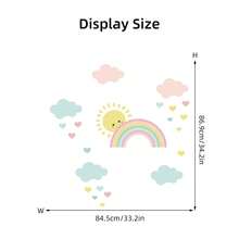 BRUP 1/2 张/套卡通爱心雨云墙贴，快乐的太阳彩虹和蓝色云朵，上面有笑脸，充满童趣的婴儿房或教室装饰，可移除即贴，梦幻天空主题艺术 - 彩色 - 查看 13