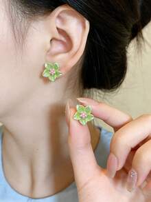 1 对蓝色花朵耳环，春夏新品，甜美优雅耳钉，设计独特，树脂装饰情人节、妈妈、母亲、母亲节、礼物 - 小花 - 查看 10