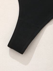 6条装女士无缝丁字裤性感连体丁字裤中腰性感女士三角裤透气舒适三角性感弹力内衣 - 黑色 - 查看 5