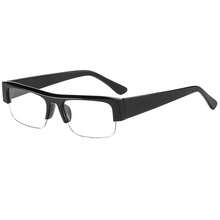 半框黑色平面镜片，复古窄框眼镜，让脸看起来更小 - 黑色 - 查看 3