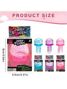 Jellyfish Squishy Fidget Toy, Silicone Octopus Water Play Squeeze Toy, Slow Rising Stress Relief Props - Màu xanh lam - Xem 4