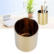 TOPINCN Titular de la Pluma de Acero Inoxidable Floreros Pluma Maquillaje Pincel Contenedor Lápiz Taza Organizador de Escritorio Oro - Dorado - Ver 5