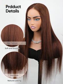 Jessie's Wig 预剪式 4x4 蕾丝直发无胶假发，真人发，即戴即走，180% 密度，100% 真人发，16-26 英寸 - S4 - 查看 3