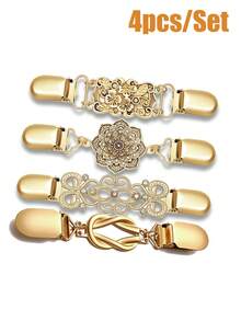 1/8 chiếc kẹp áo len vàng cổ điển, có thể dùng để thắt chặt eo váy, quần, áo sơ mi cổ điển, khăn choàng, áo khoác len, kẹp cổ áo cho nữ, khăn quàng cổ, đi biển, đi nghỉ mát. - Vàng - Phong cách mới - Xem 22