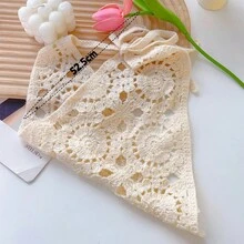 Knitted Flowers Hollow Out Hair Scarf Headbands Women Korean Lace Headscarf Hairs Tie Band Hair Scarf Accessories - Kiểu 04 - Xem 8