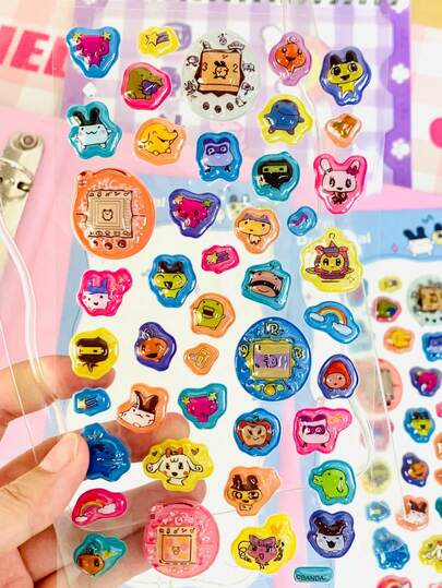 Bộ sticker 3D dễ thương chất lượng cao Tomagochi, trang trí dập nổi bóng bẩy vui nhộn, sticker hoạt hình Nhật Bản 3D thú vị với kết cấu chắc chắn, sticker tự dính chống thấm nước, không dính, với kết cấu tạo cảm giác chiều sâu và không gian, thiết kế phối màu, hình dạng bất đối xứng.
