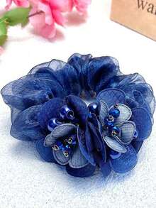 Pearl Double Flower Large Intestine Hair Tie, Suitable For Daily Hair Styling, Travel, Gatherings, Daily Leisure And Commuting, Photography, Spring And Summer Clothing Matching - Multicolor - View 6